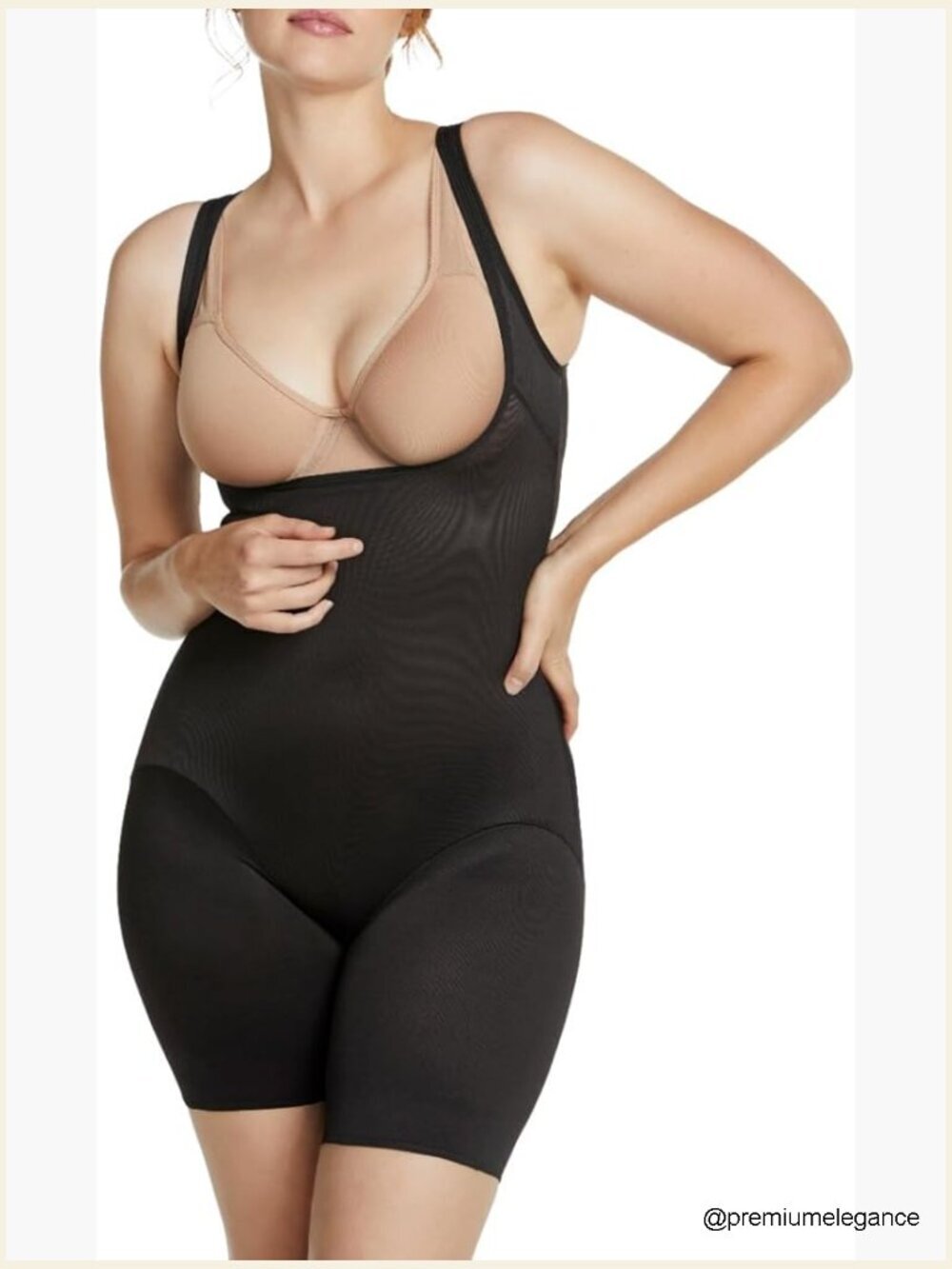 High-Waist Thigh Slimming Bodysuit with Silicone Grip Hem